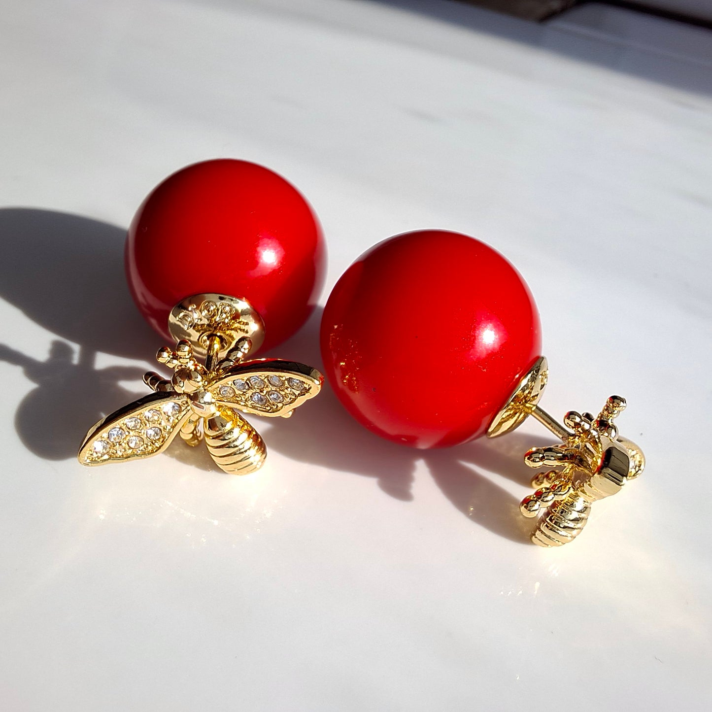 Dior Tribales Red & Gold Honey Bee Earrings