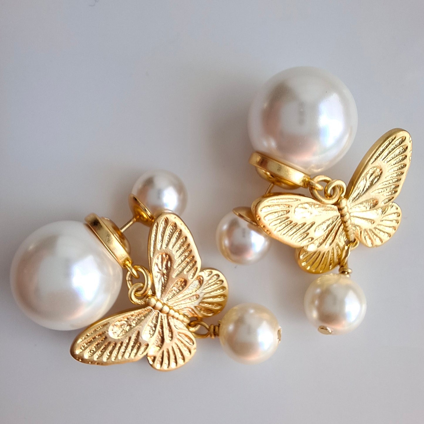Dior Tribales White & Gold Butterfly Earrings