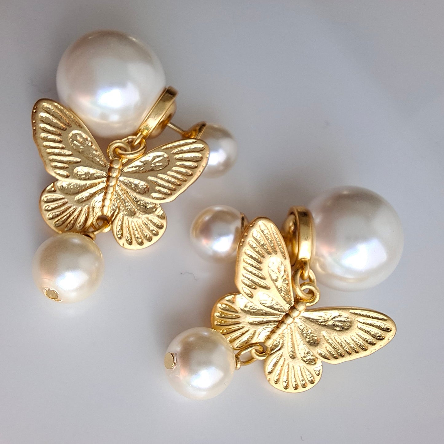 Dior Tribales White & Gold Butterfly Earrings