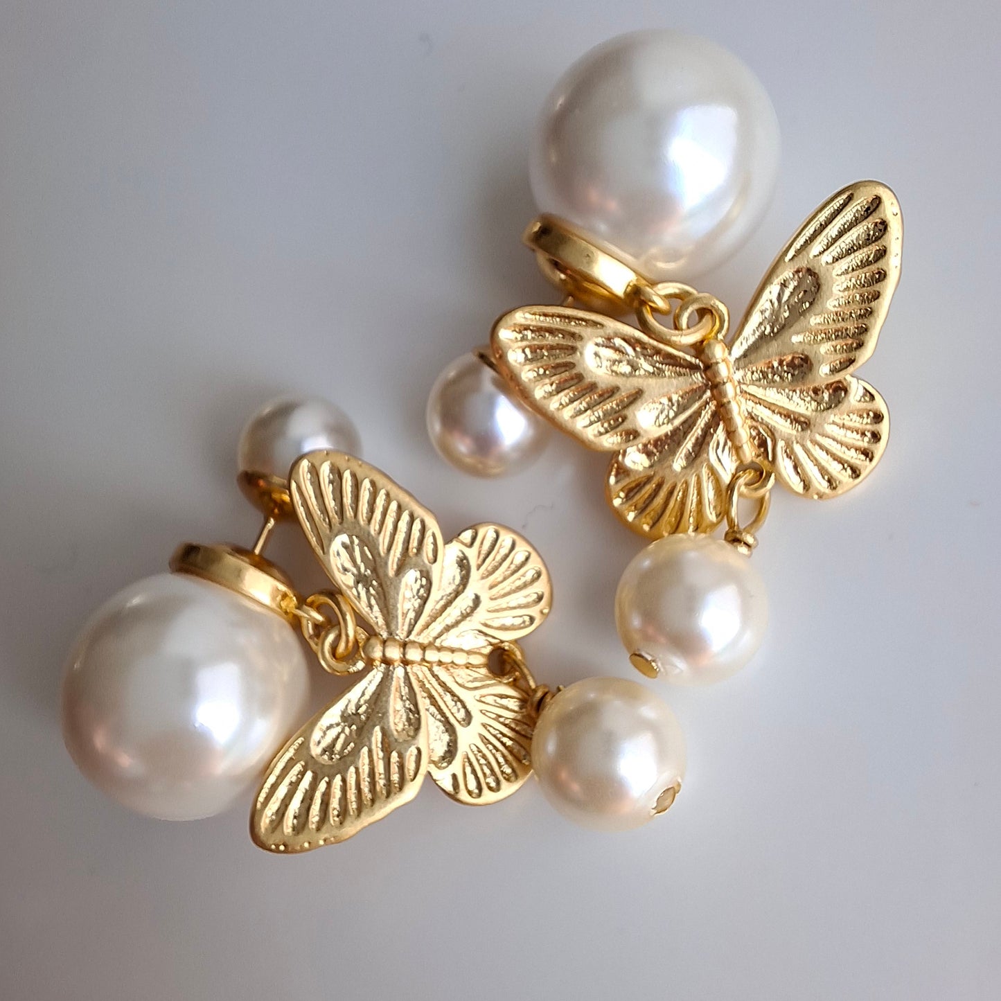 Dior Tribales White & Gold Butterfly Earrings