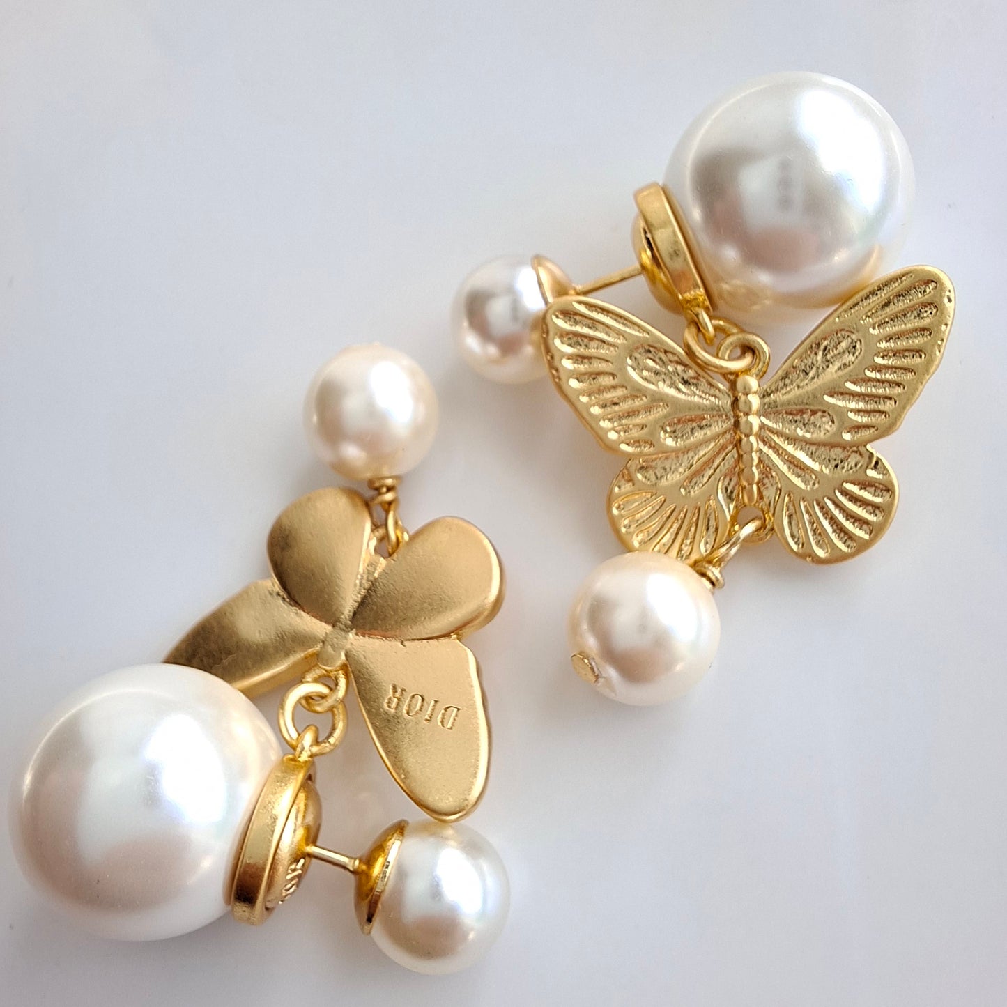 Dior Tribales White & Gold Butterfly Earrings