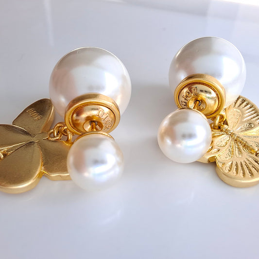 Dior Tribales White & Gold Butterfly Earrings