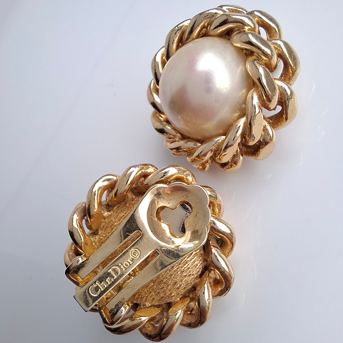 Vintage Christian Dior Faux Pearl Earrings