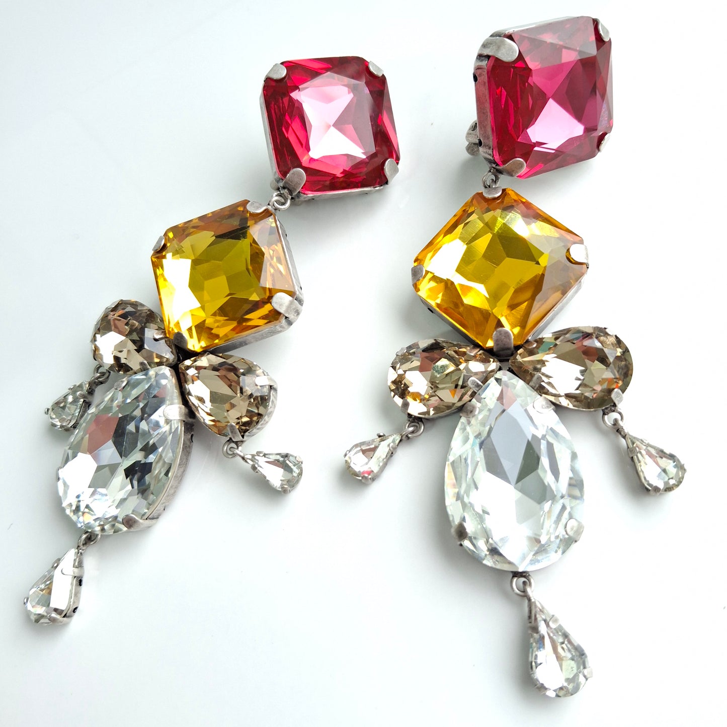 XL Saint Laurent Baroque Crystal Chandelier Statement Earrings