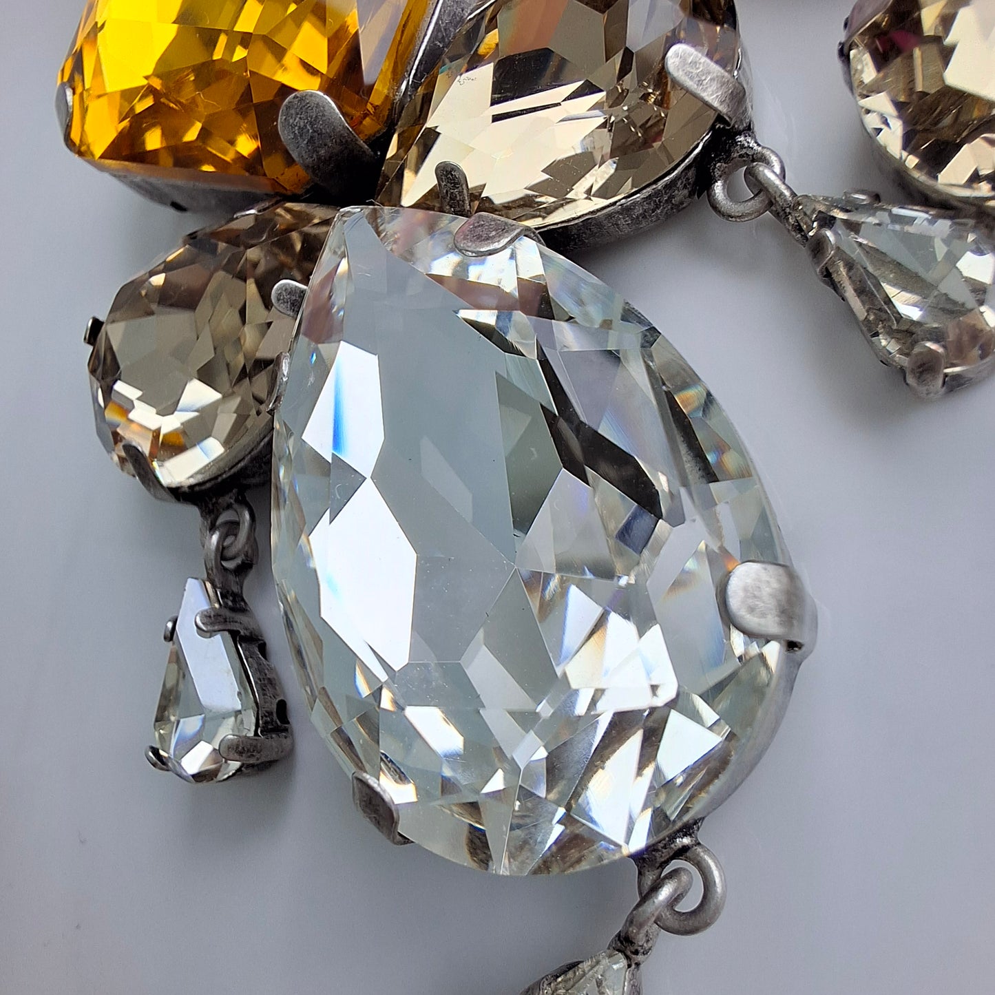 XL Saint Laurent Baroque Crystal Chandelier Statement Earrings