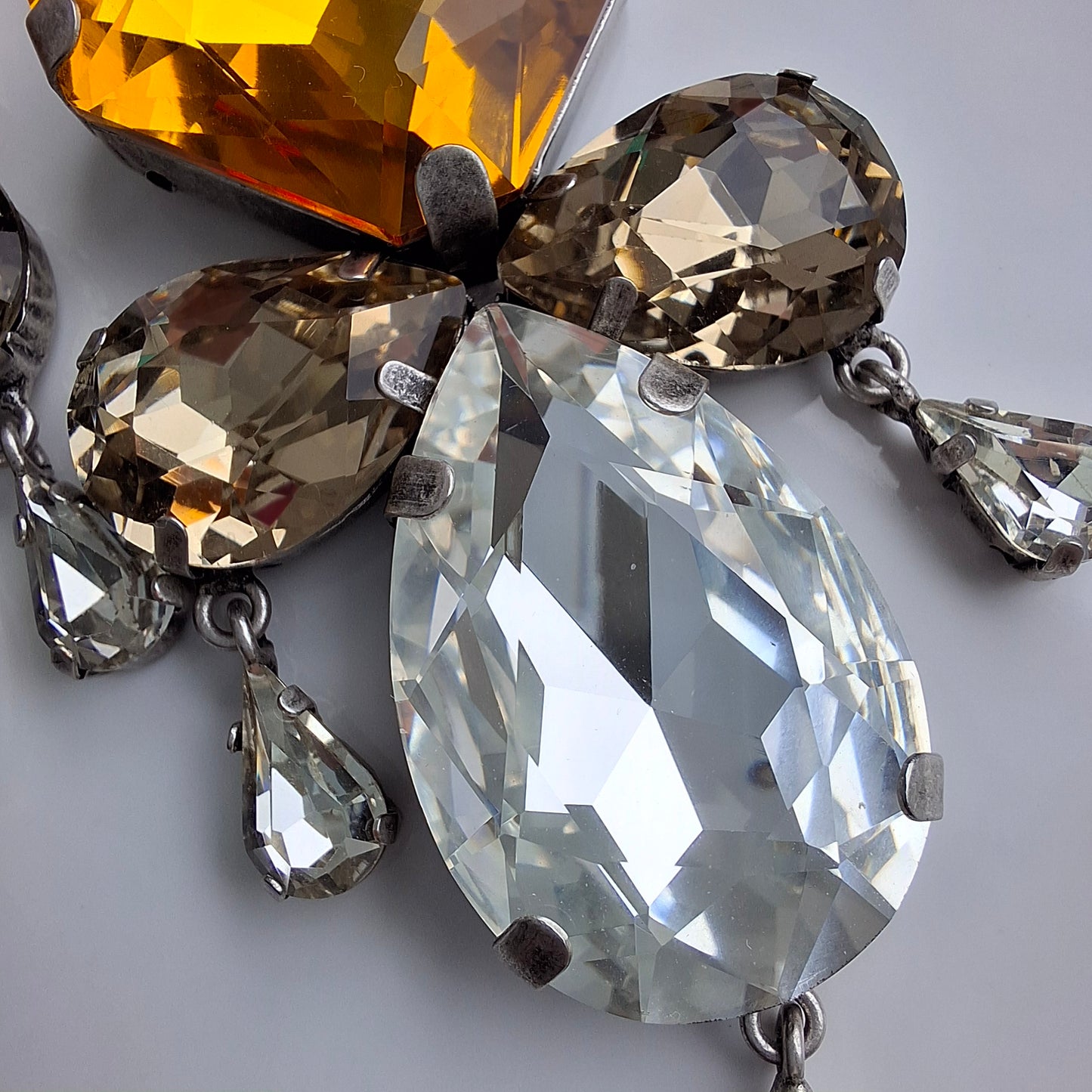 XL Saint Laurent Baroque Crystal Chandelier Statement Earrings