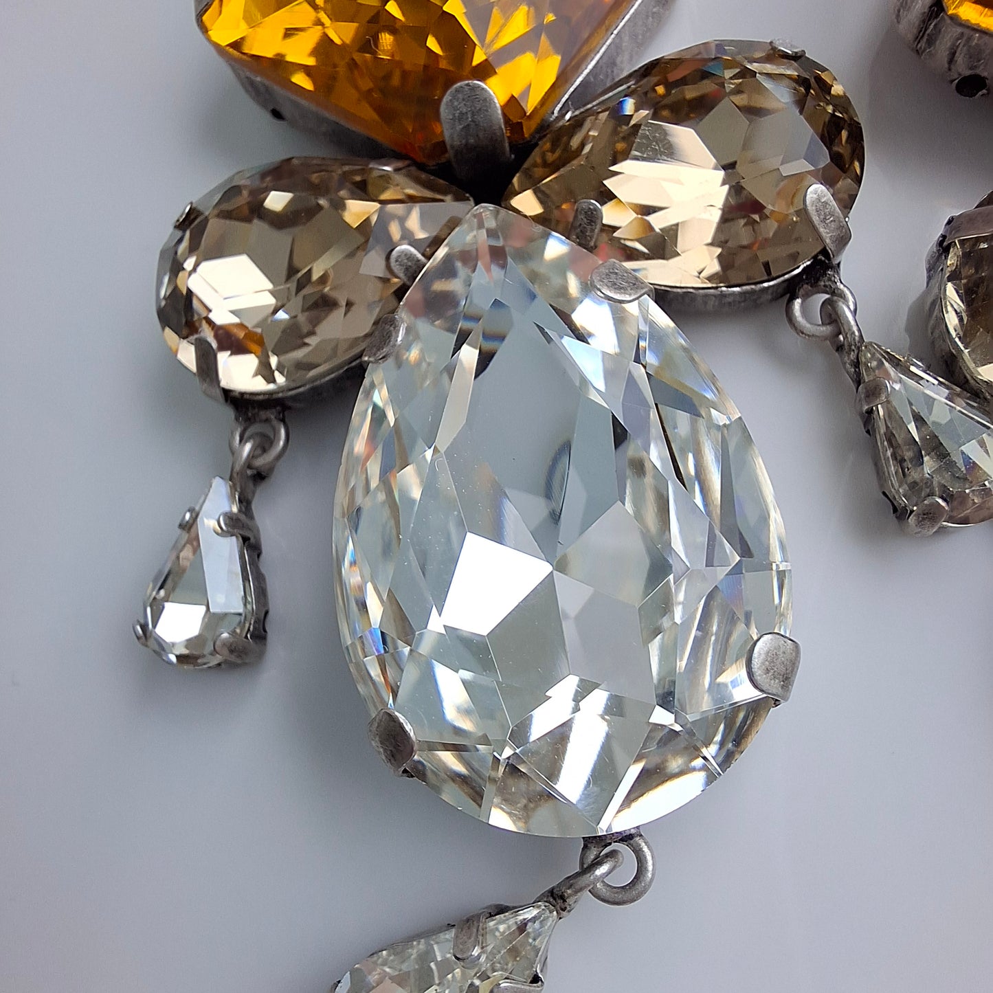 XL Saint Laurent Baroque Crystal Chandelier Statement Earrings