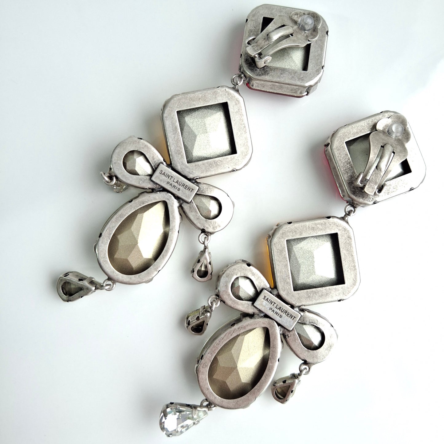 XL Saint Laurent Baroque Crystal Chandelier Statement Earrings