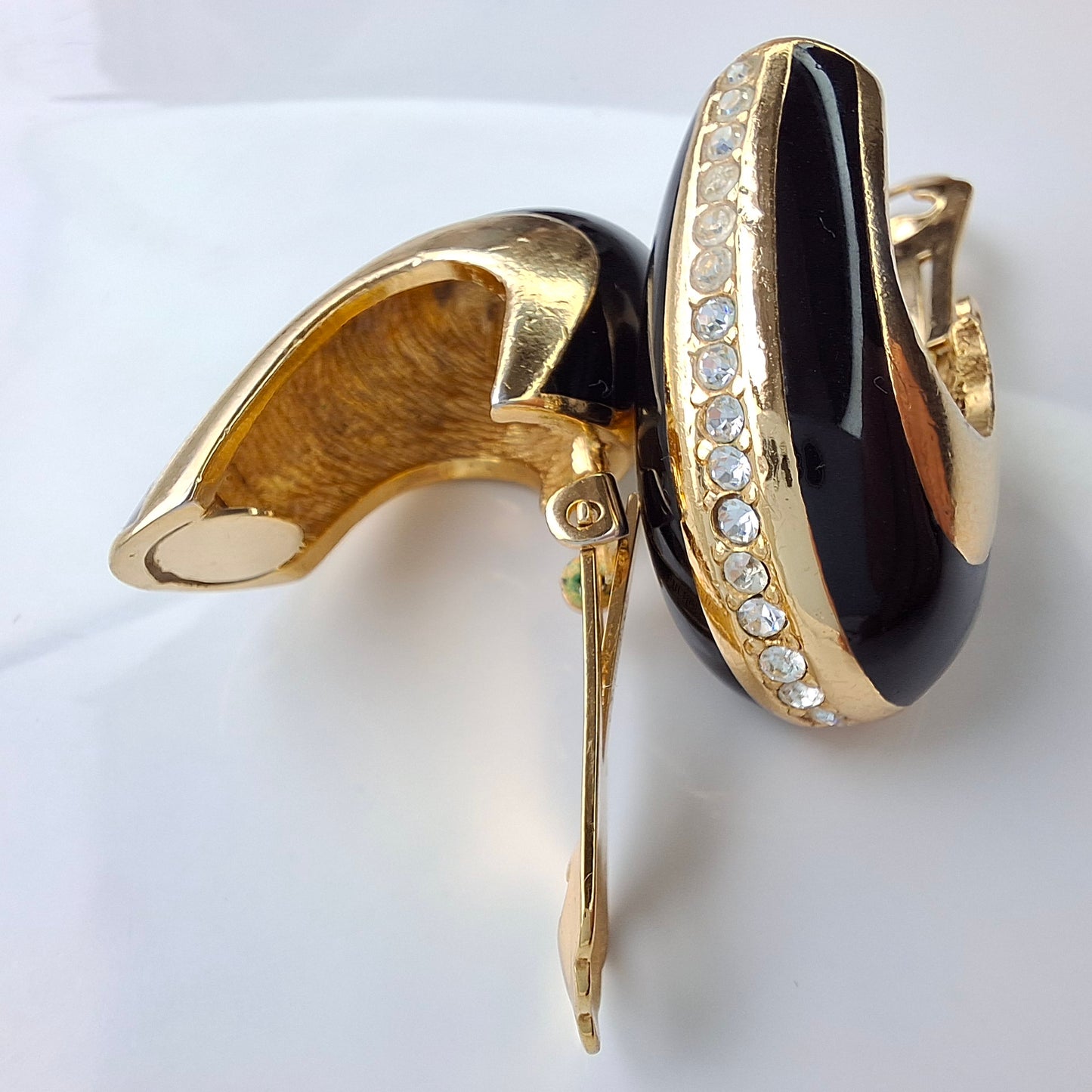 Vintage Christian Dior Black & Gold Enamelled Earrings