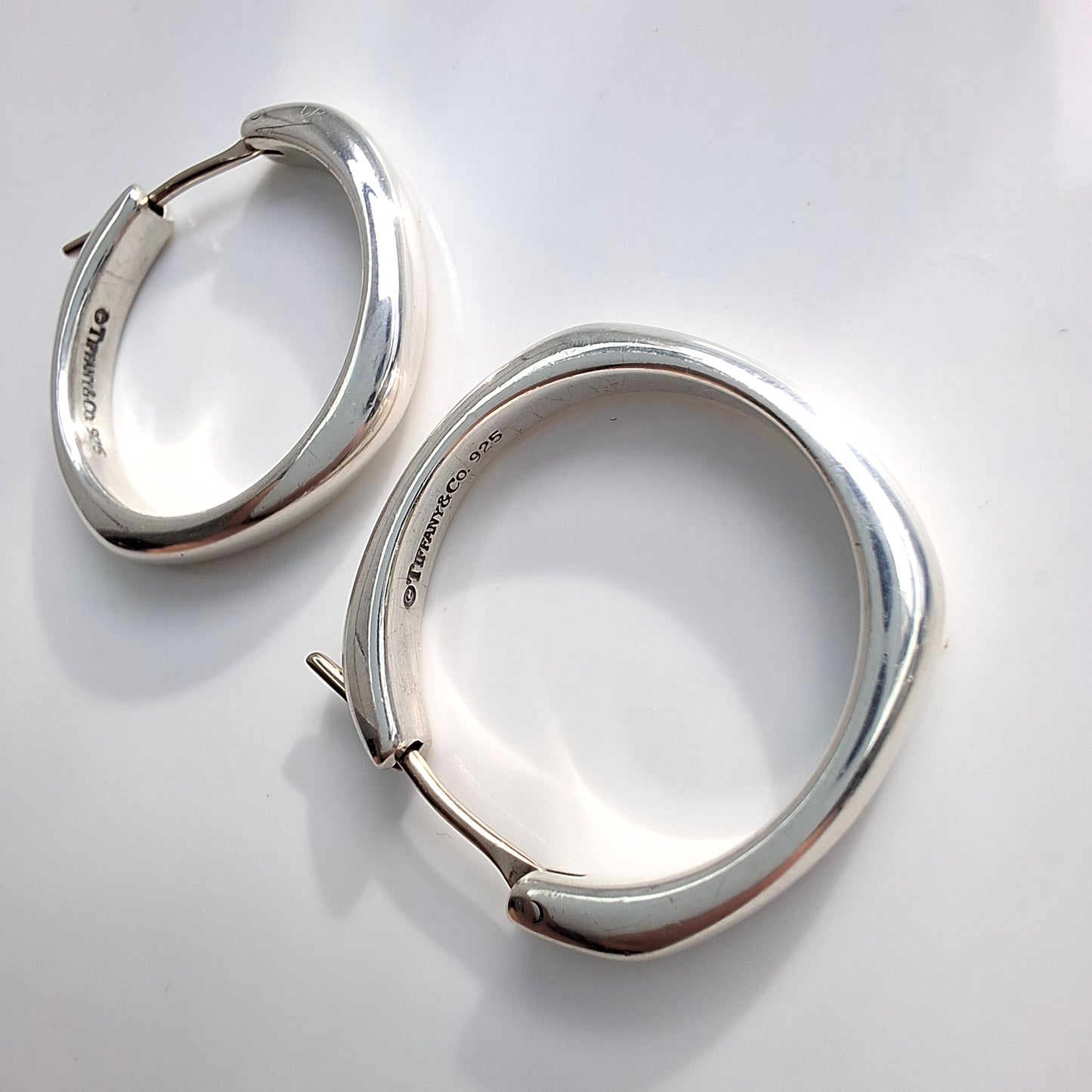 Vintage Tiffany & Co Square Cushion Hoop Earrings in Sterling Silver