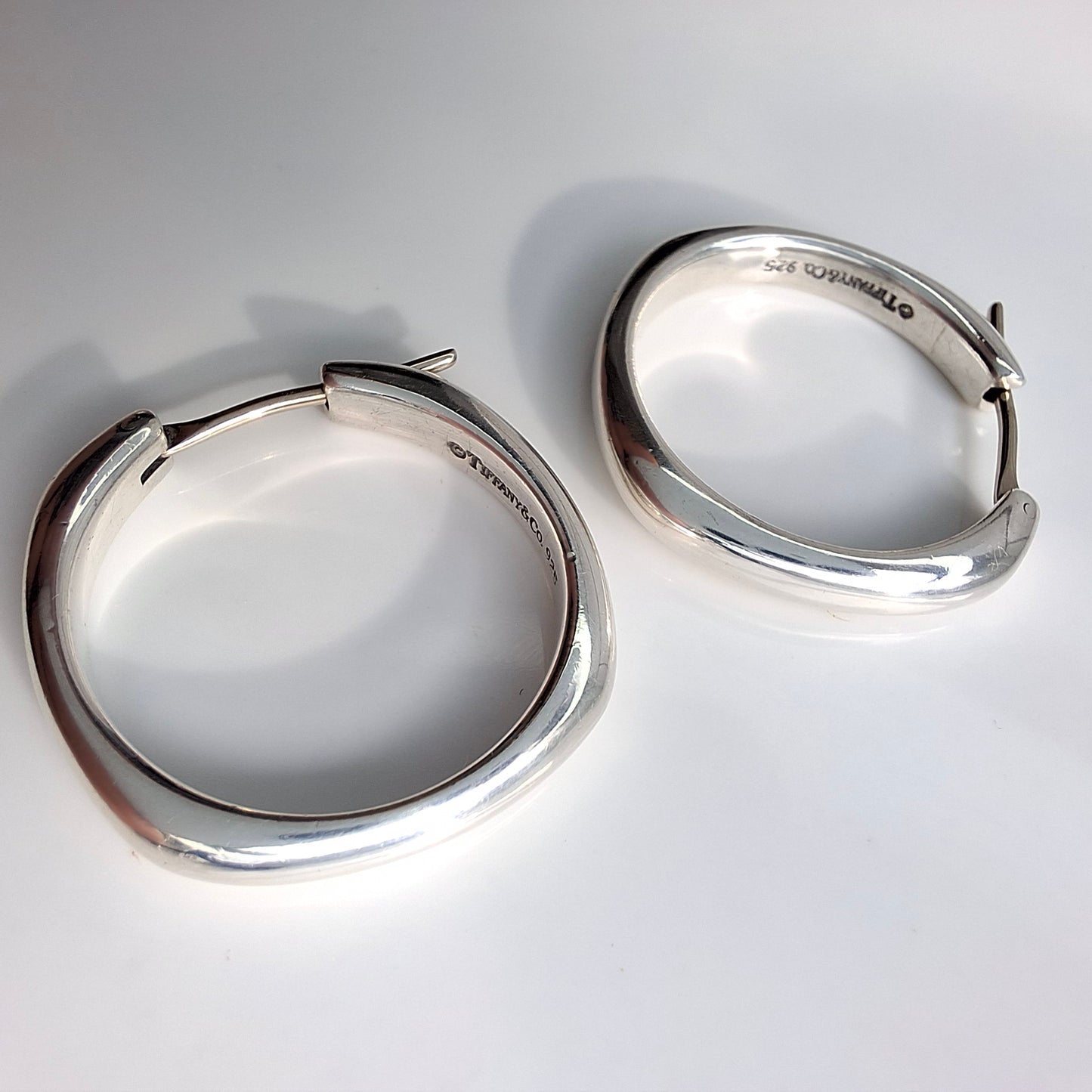 Vintage Tiffany & Co Square Cushion Hoop Earrings in Sterling Silver