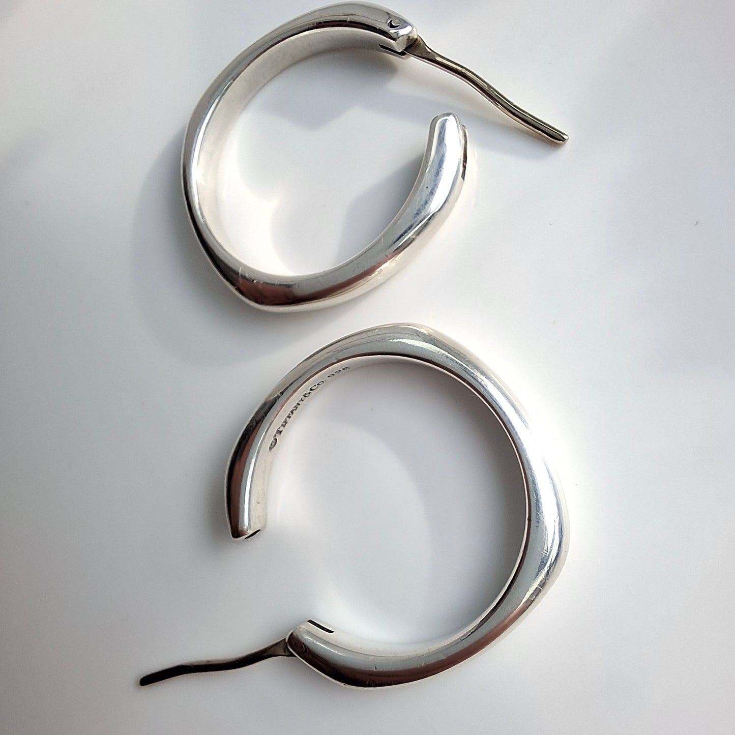 Vintage Tiffany & Co Square Cushion Hoop Earrings in Sterling Silver