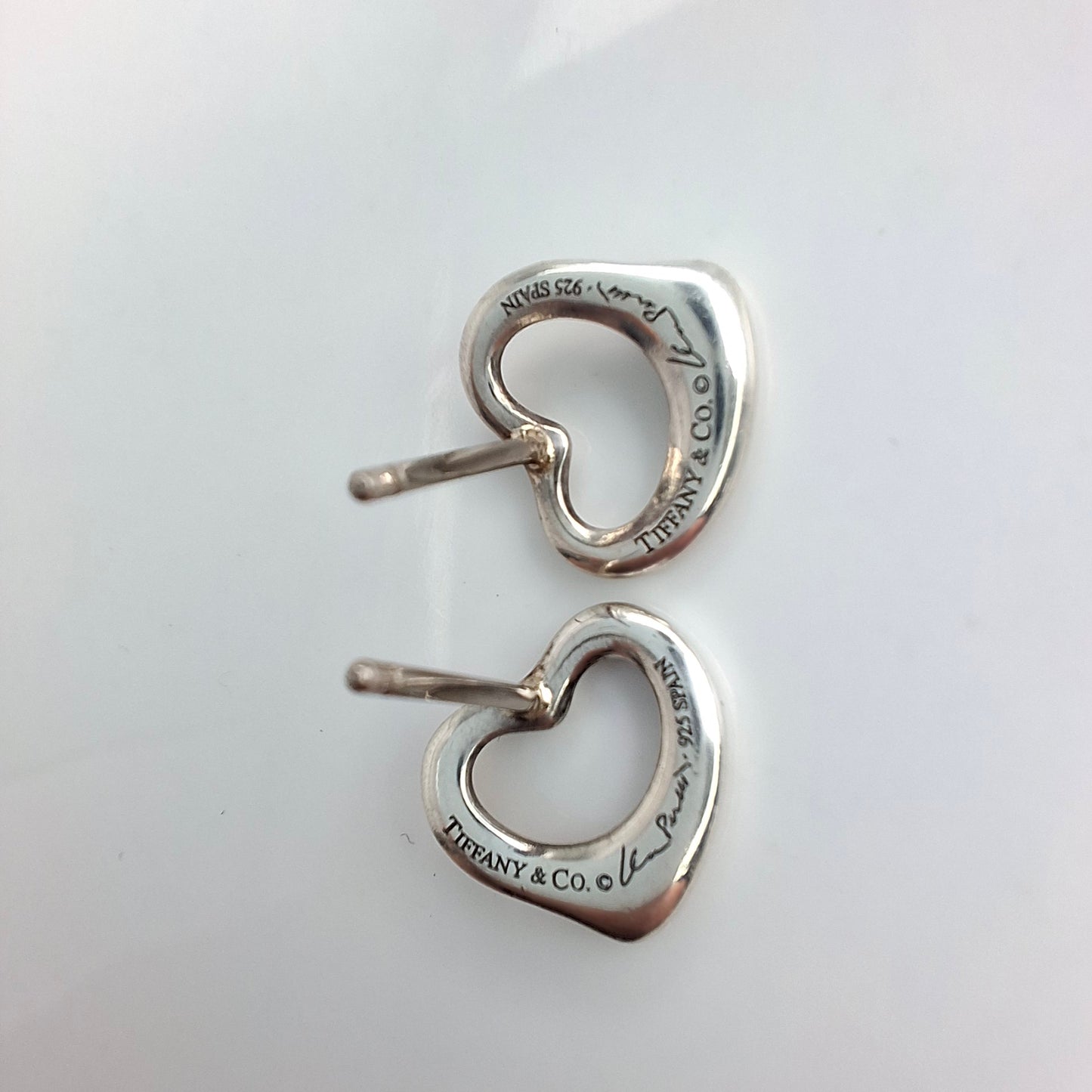 Vintage Open Heart Sterling Silver Stud Earrings by Elsa Peretti for Tiffany & Co