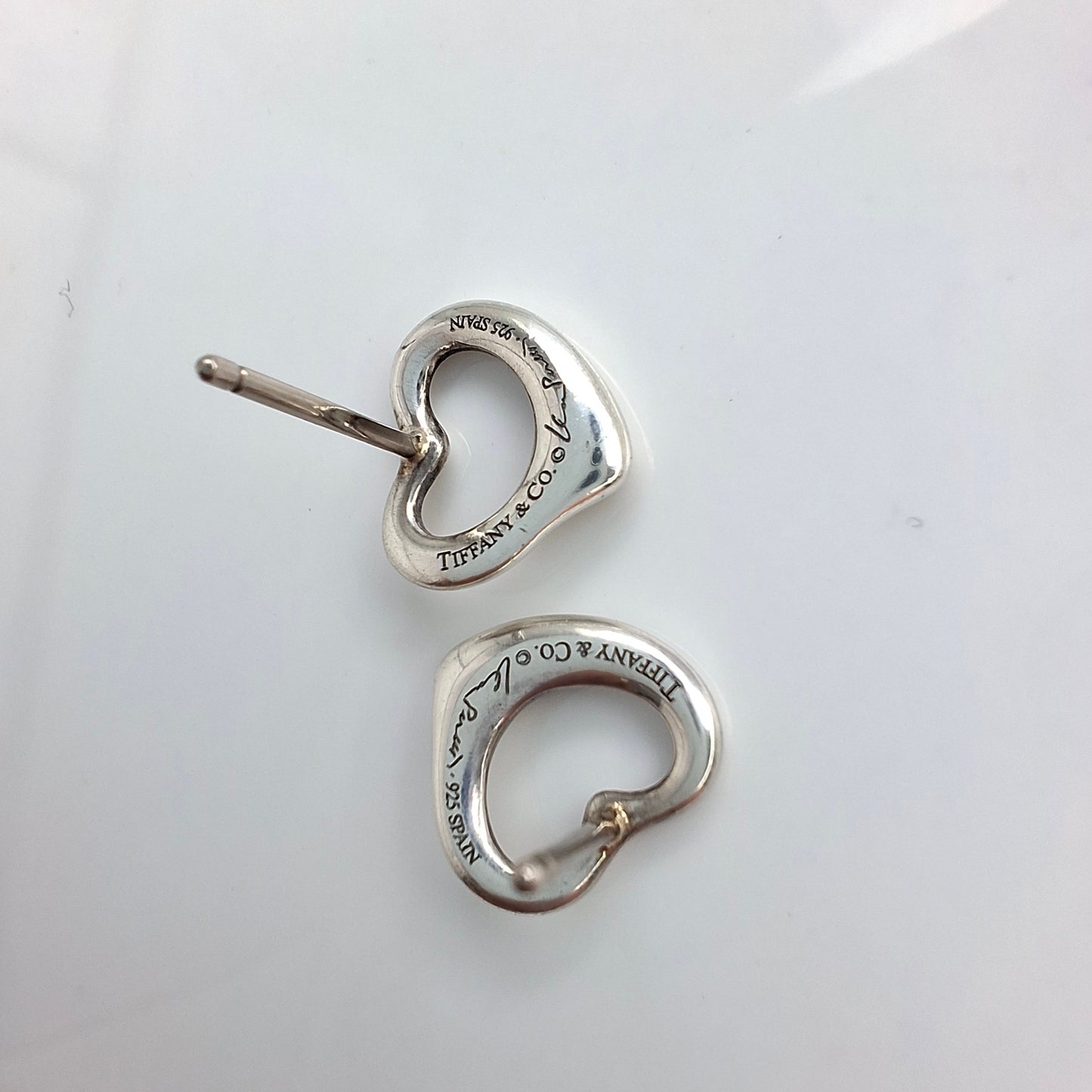 Vintage Open Heart Sterling Silver Stud Earrings by Elsa Peretti for Tiffany & Co