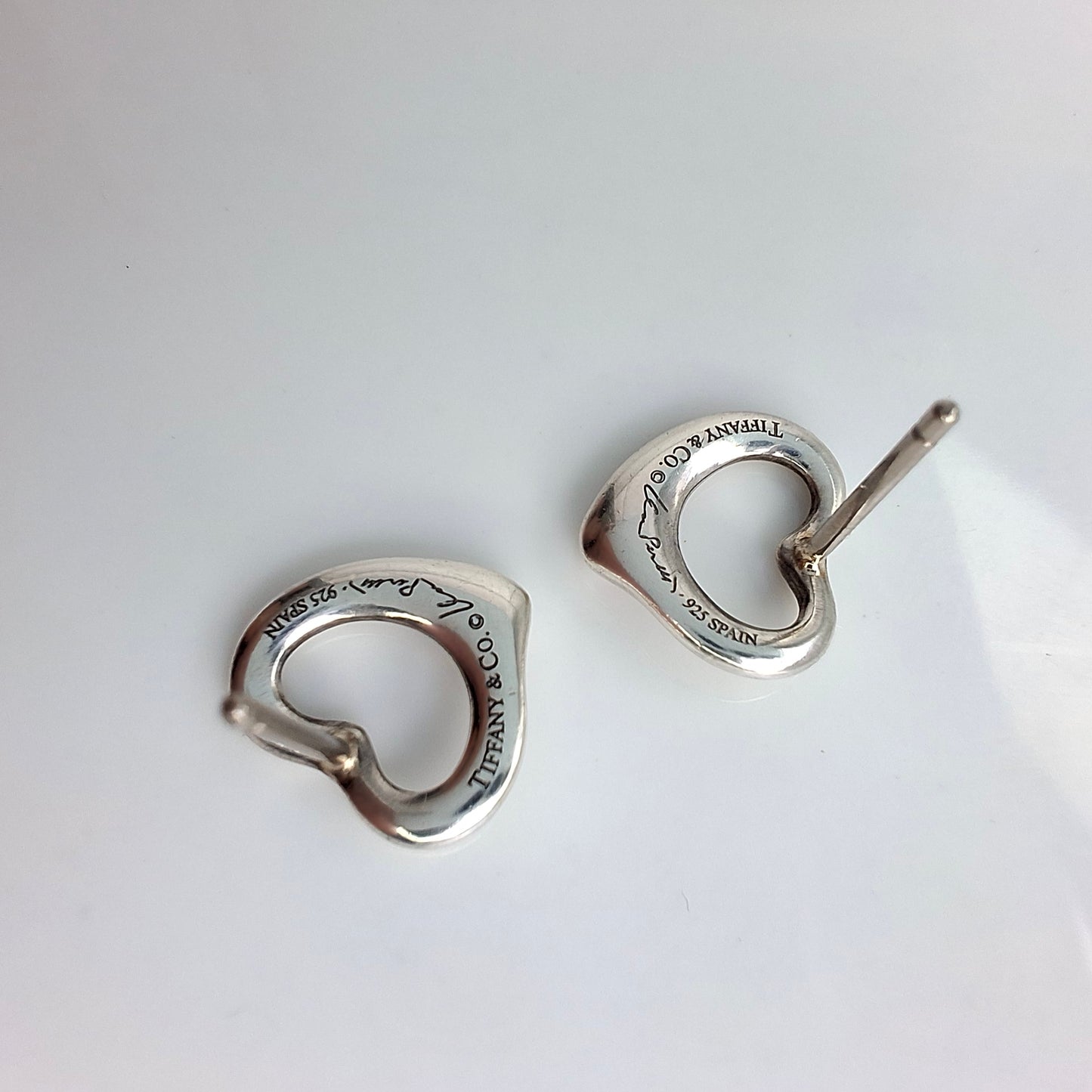 Vintage Open Heart Sterling Silver Stud Earrings by Elsa Peretti for Tiffany & Co