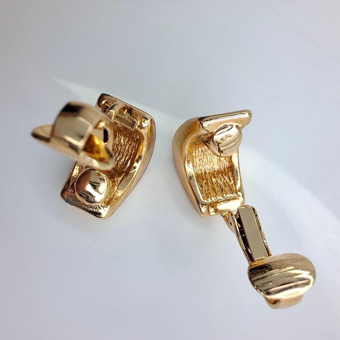 Vintage Christian Dior Cream & Gold Enamelled Earrings