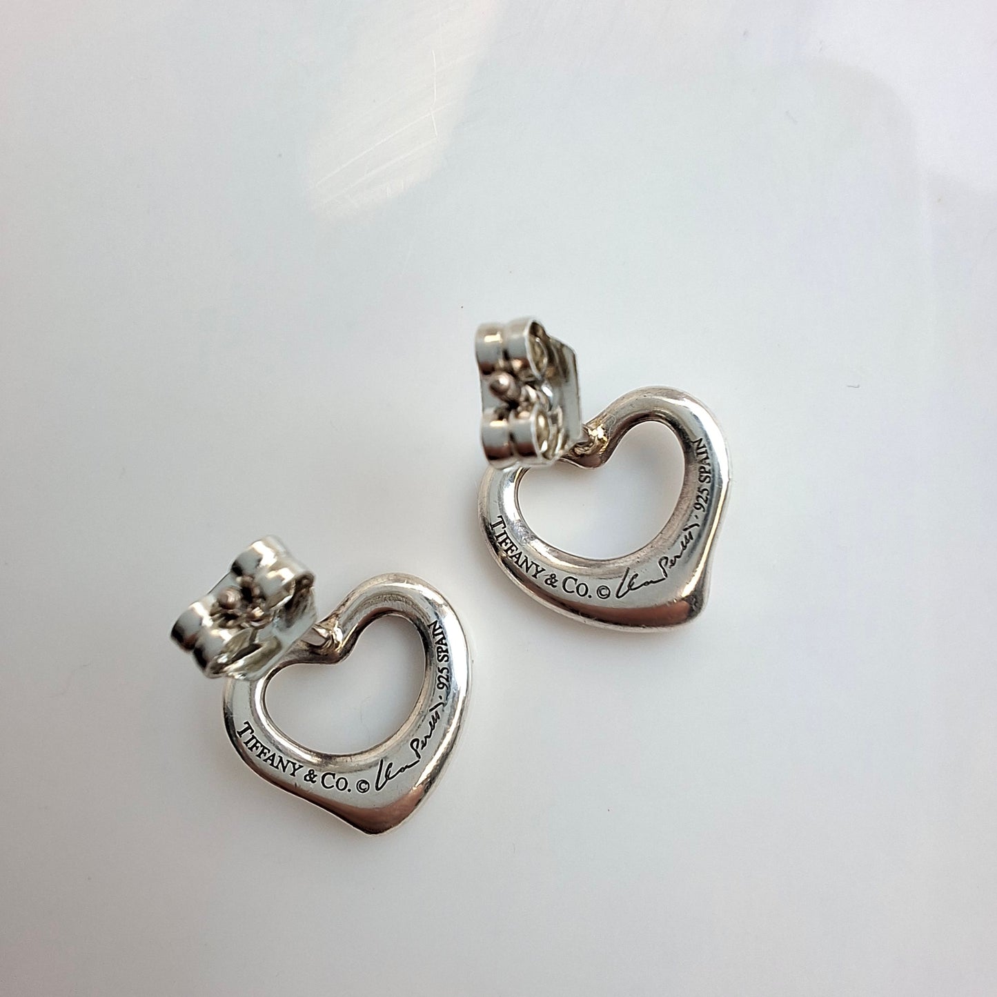 Vintage Open Heart Sterling Silver Stud Earrings by Elsa Peretti for Tiffany & Co