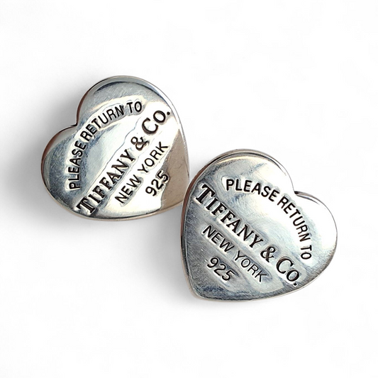 Vintage Return to Tiffany Sterling Silver Heart Earrings