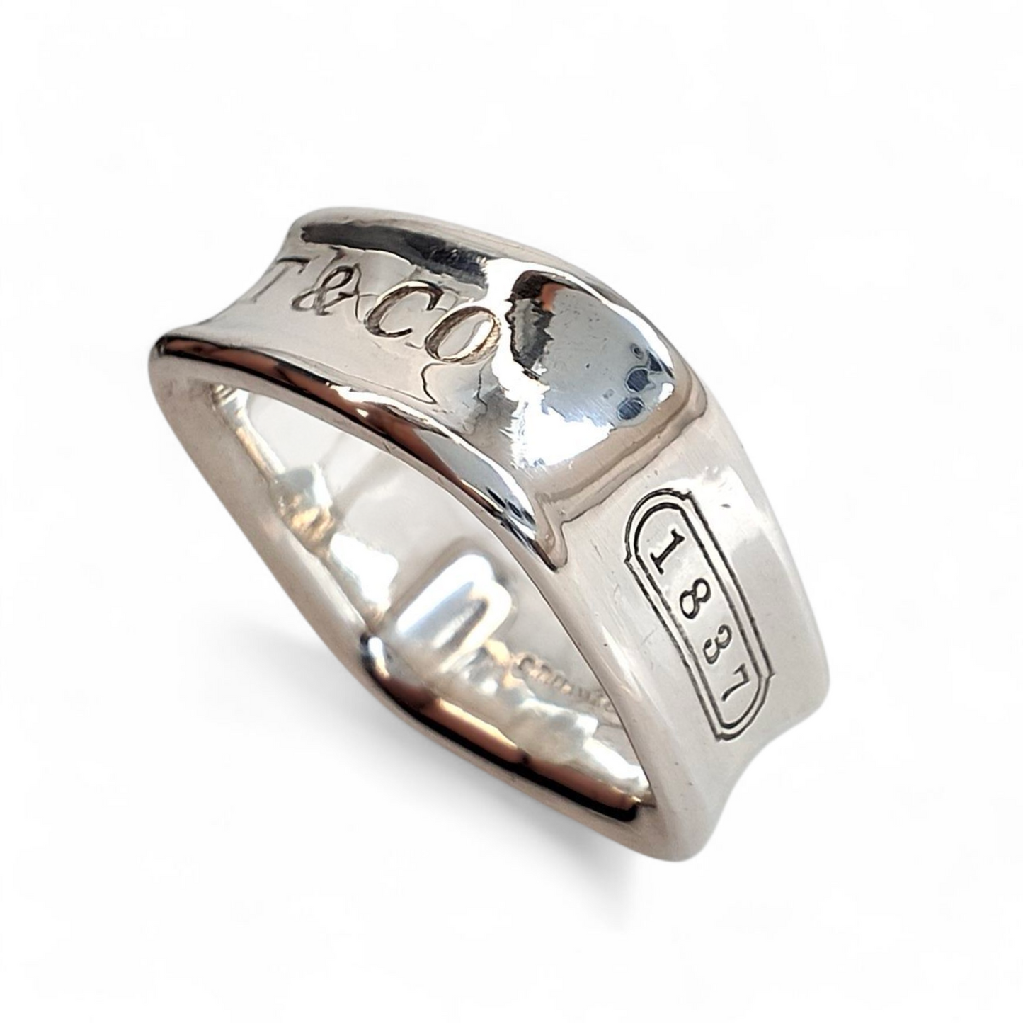 Vintage Tiffany & Co. 1837 Square Sterling Silver Ring with Box and Pouch