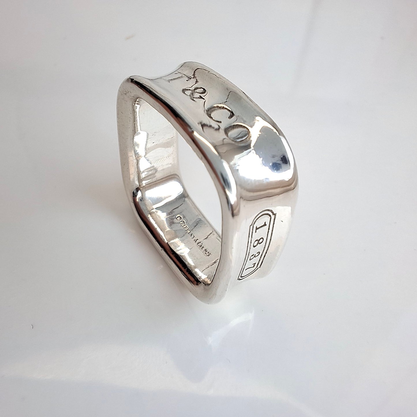 Vintage Tiffany & Co. 1837 Square Sterling Silver Ring with Box and Pouch