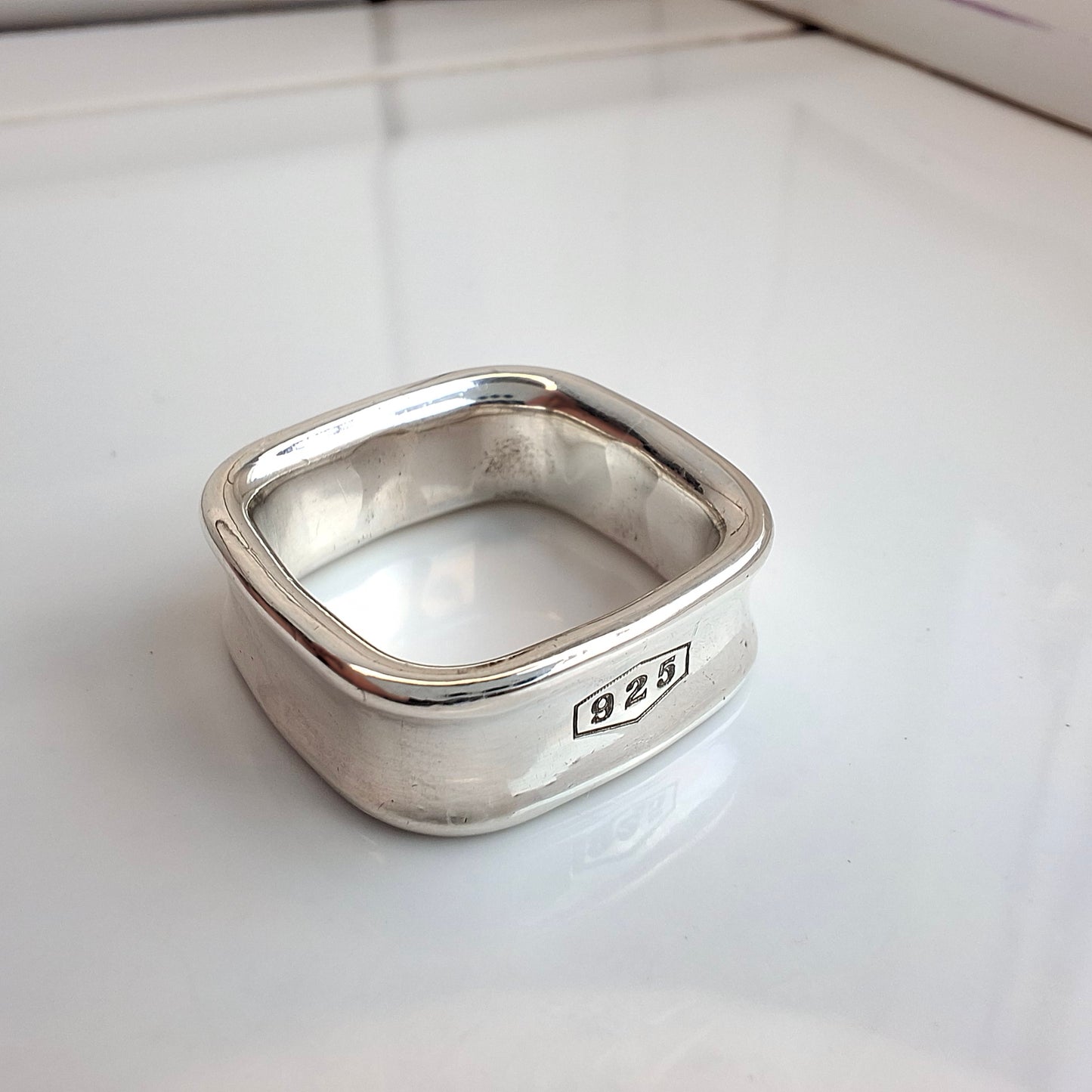 Vintage Tiffany & Co. 1837 Square Sterling Silver Ring with Box and Pouch