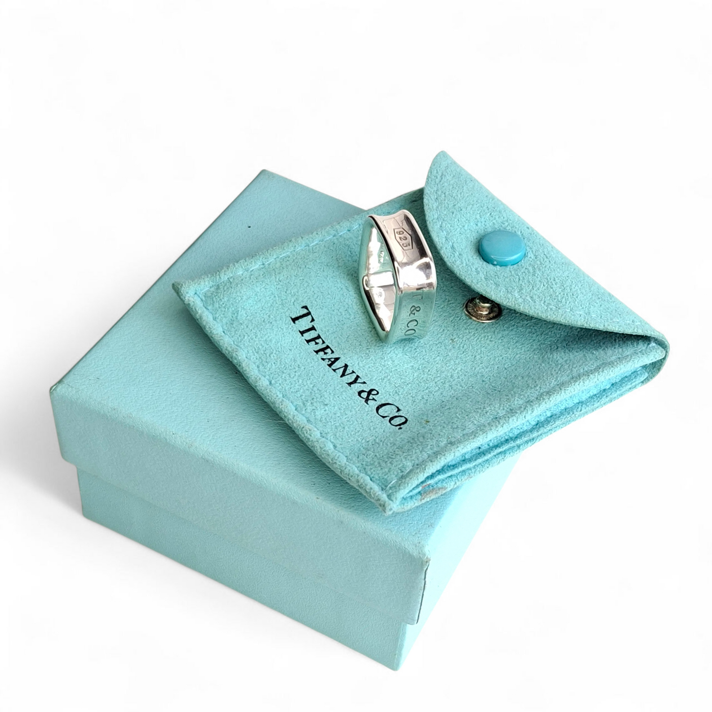 Vintage Tiffany & Co. 1837 Square Sterling Silver Ring with Box and Pouch