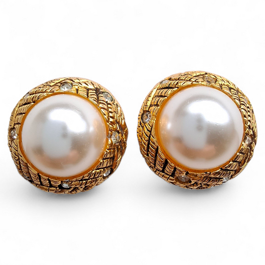 Vintage Chanel Faux Pearl Earrings