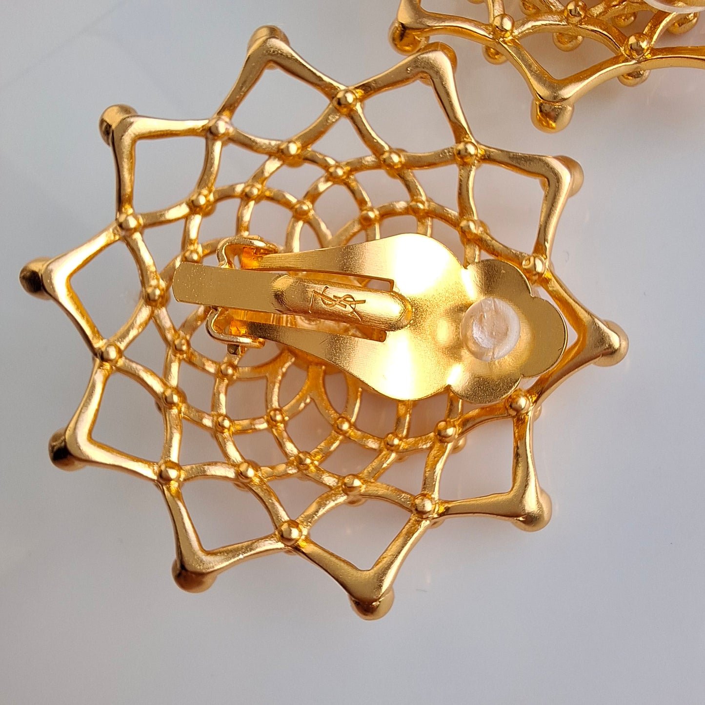 Yves Saint Laurent Gold Lattice Clip-on Earrings