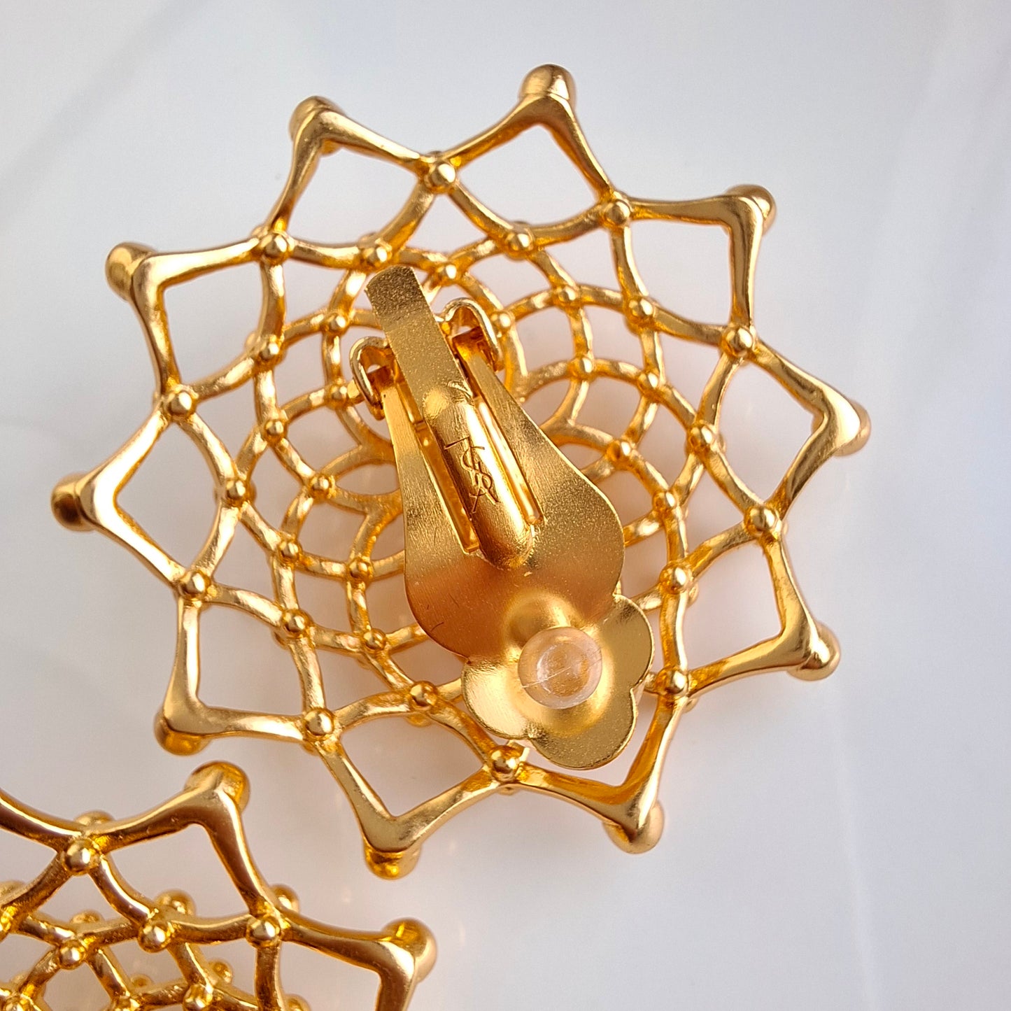 Yves Saint Laurent Gold Lattice Clip-on Earrings