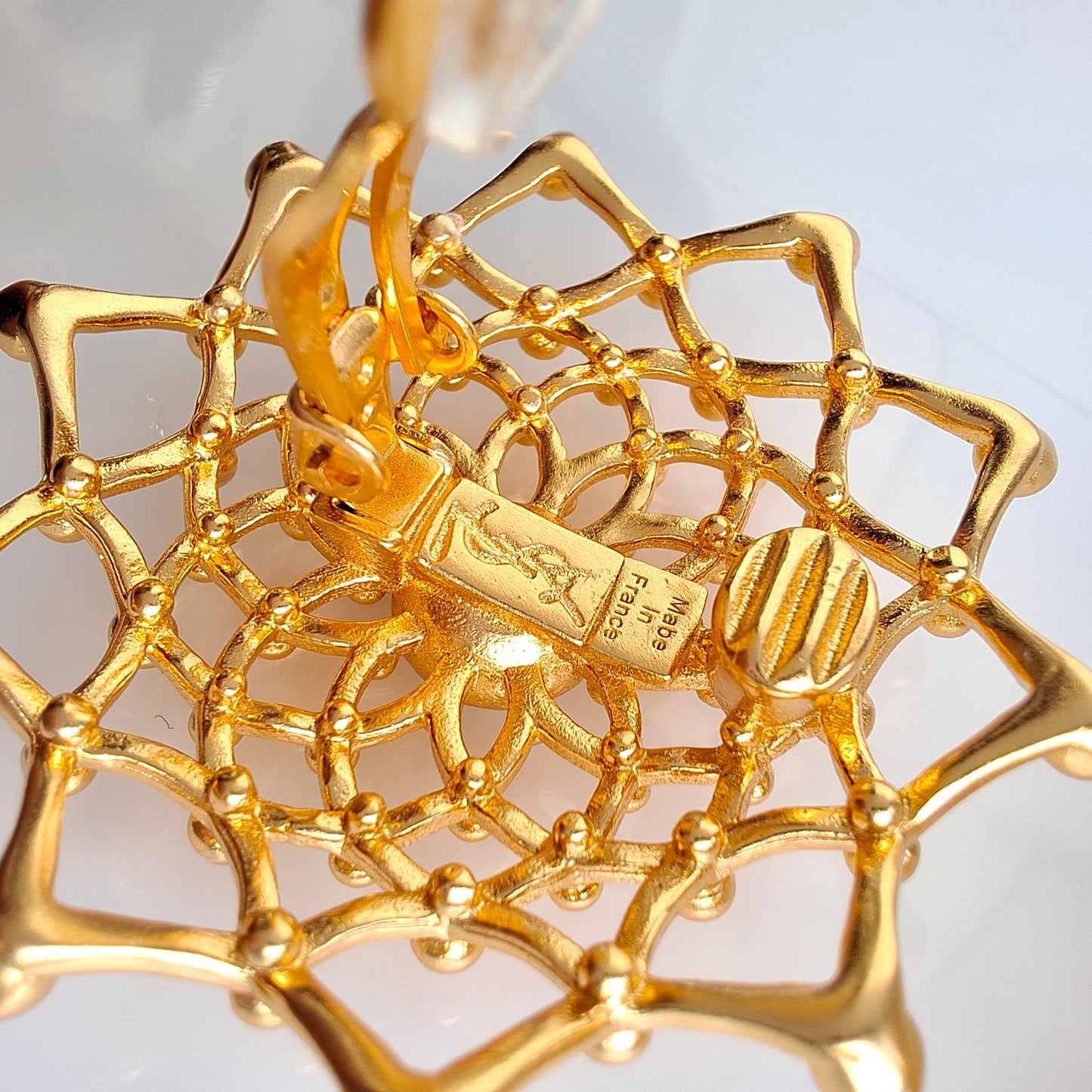 Yves Saint Laurent Gold Lattice Clip-on Earrings