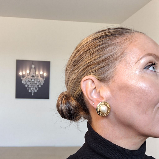 Vintage Christian Dior Faux Pearl CD Logo Earrings