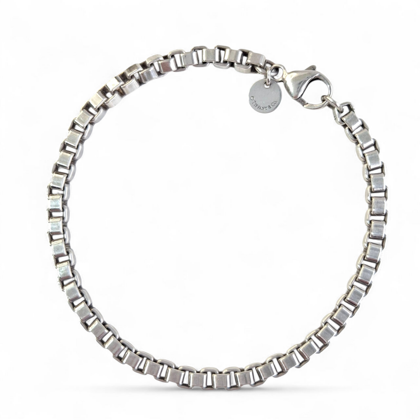 Vintage Tiffany & Co Venetian Square Link Bracelet in Solid 925 Sterling Silver