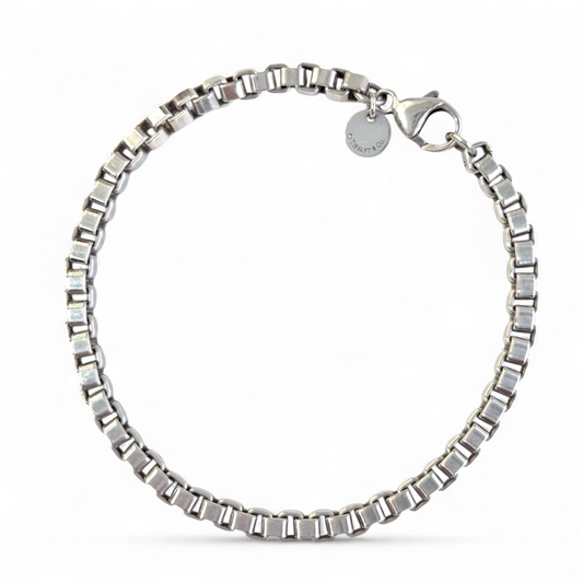 Vintage Tiffany & Co Venetian Square Link Bracelet in Solid 925 Sterling Silver