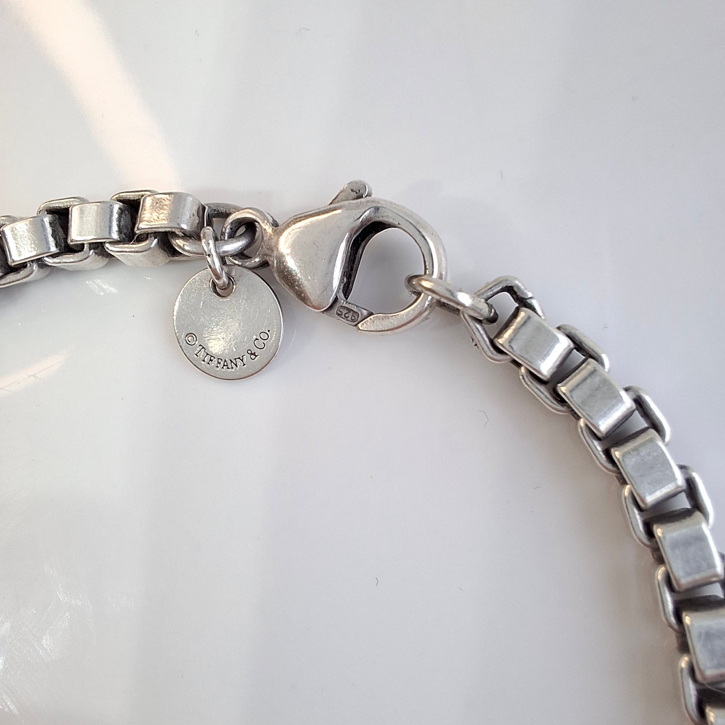Vintage Tiffany & Co Venetian Square Link Bracelet in Solid 925 Sterling Silver