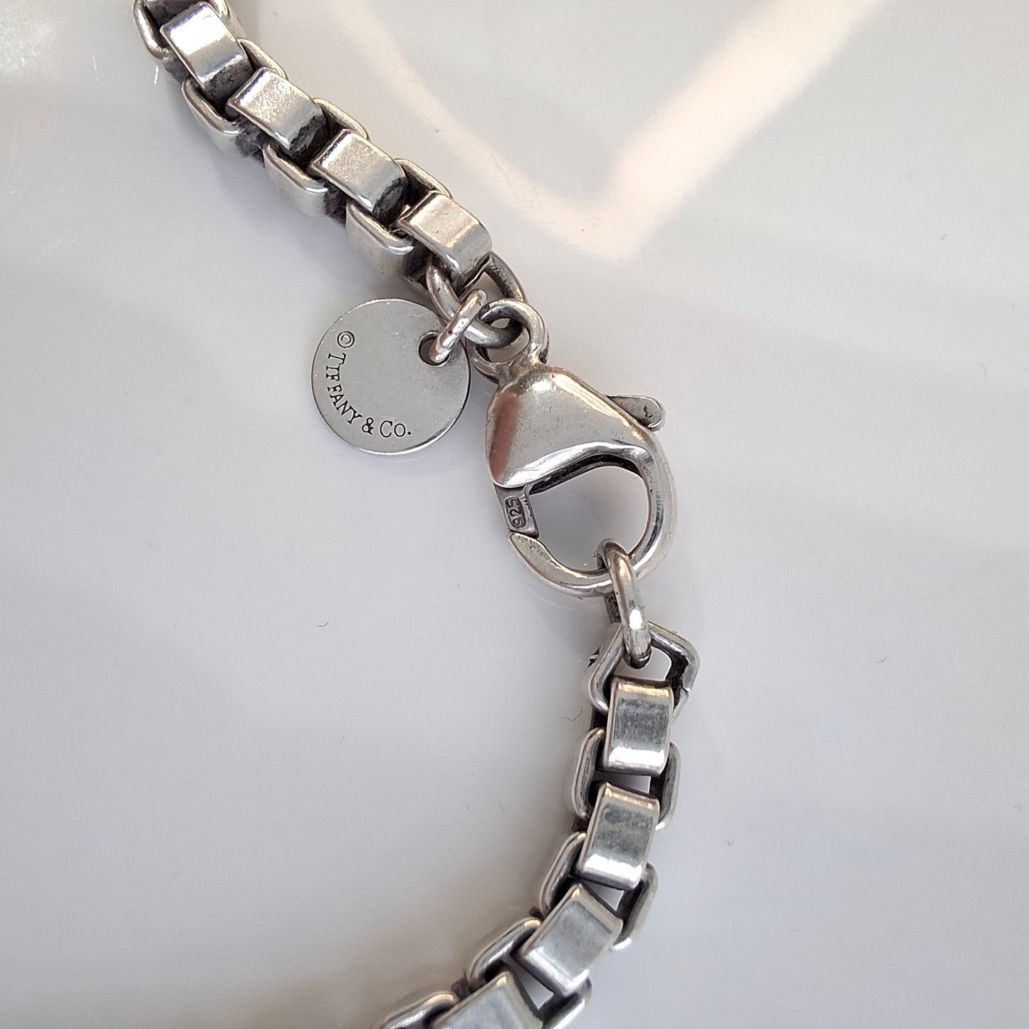 Vintage Tiffany & Co Venetian Square Link Bracelet in Solid 925 Sterling Silver