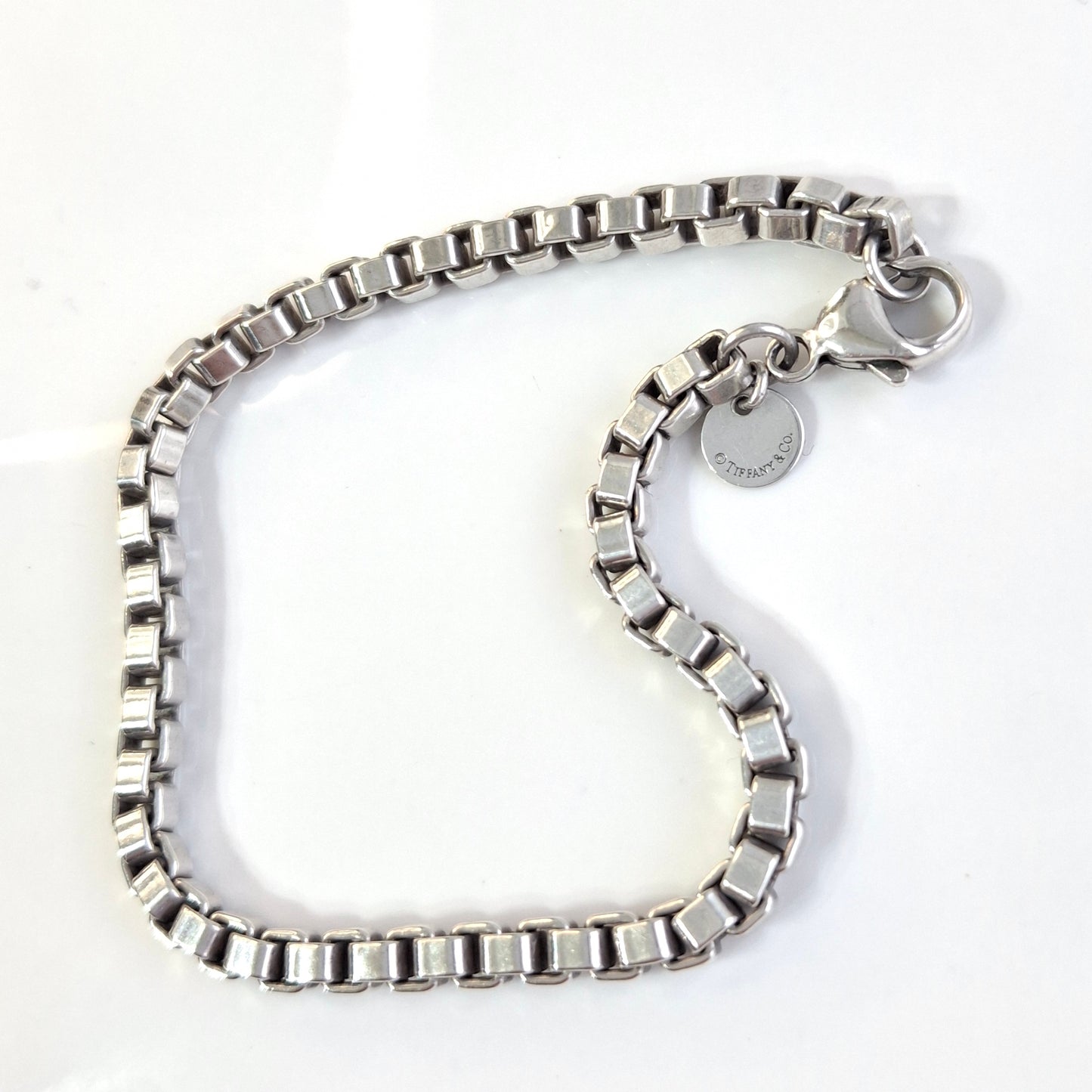 Vintage Tiffany & Co Venetian Square Link Bracelet in Solid 925 Sterling Silver