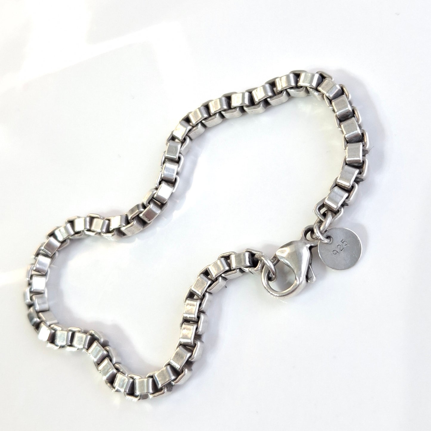 Vintage Tiffany & Co Venetian Square Link Bracelet in Solid 925 Sterling Silver