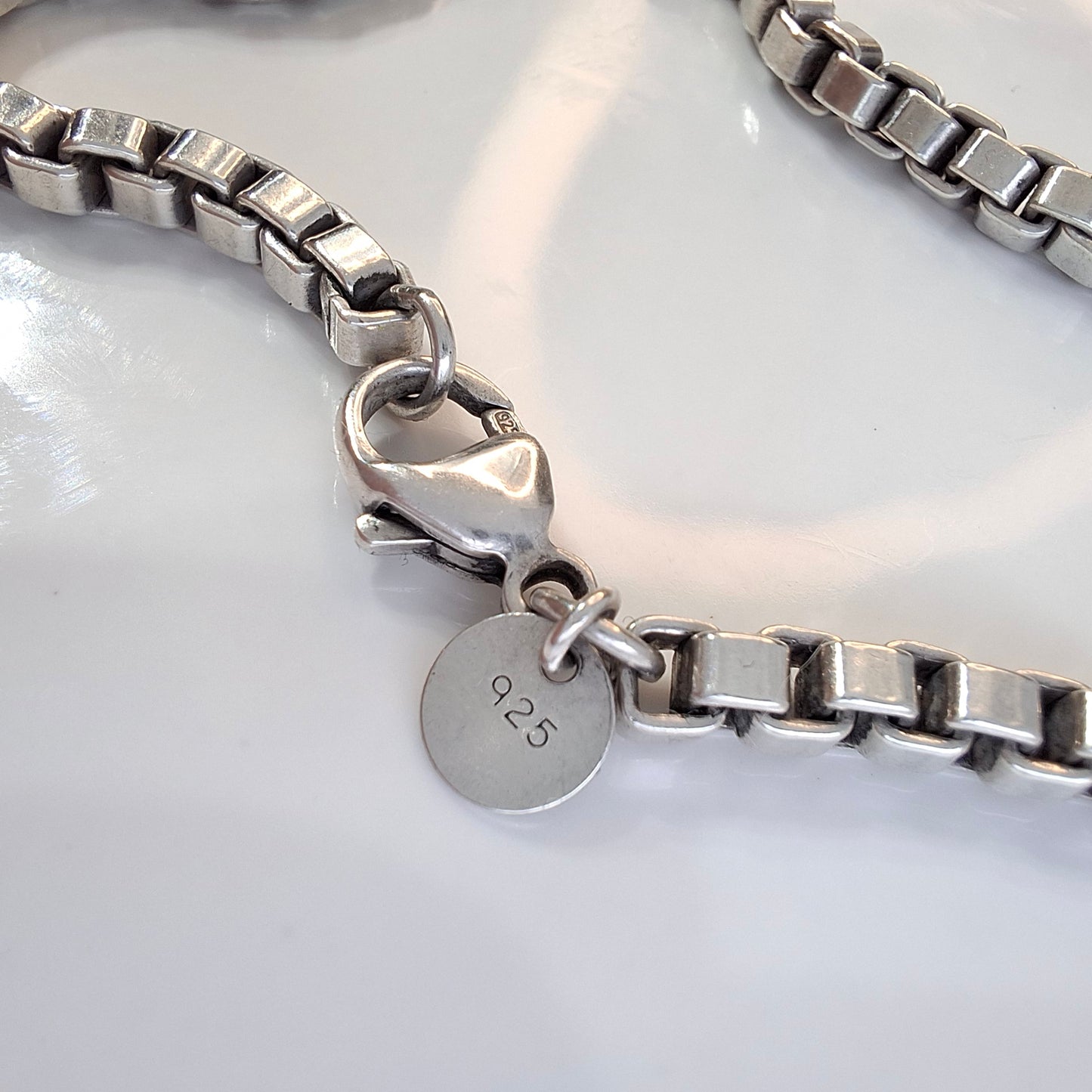 Vintage Tiffany & Co Venetian Square Link Bracelet in Solid 925 Sterling Silver