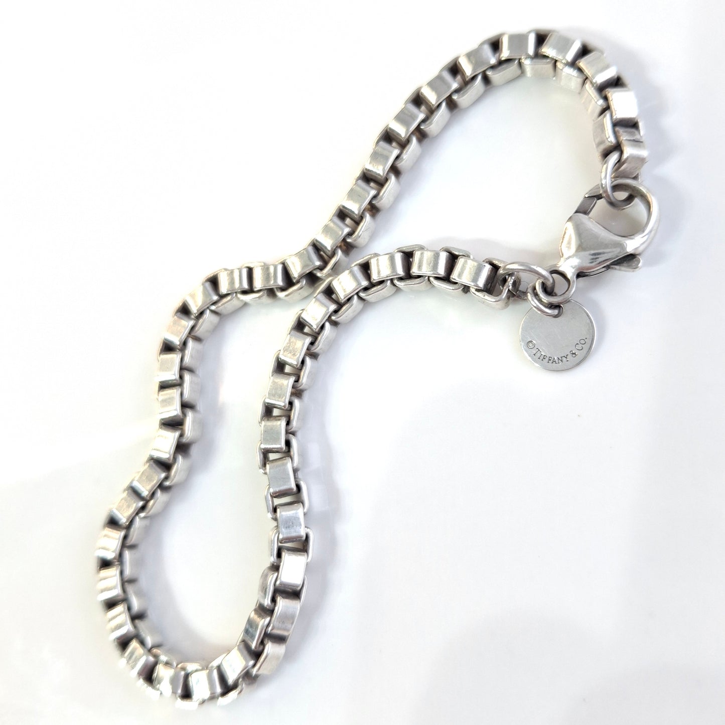 Vintage Tiffany & Co Venetian Square Link Bracelet in Solid 925 Sterling Silver