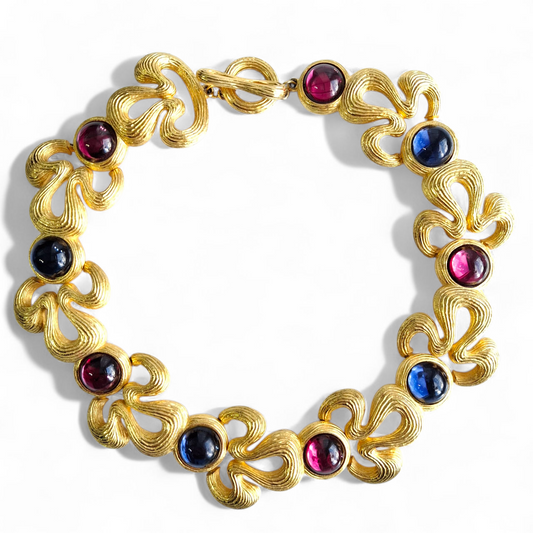 Givenchy Gold Plated and Coloured Glass Cobochon Necklace