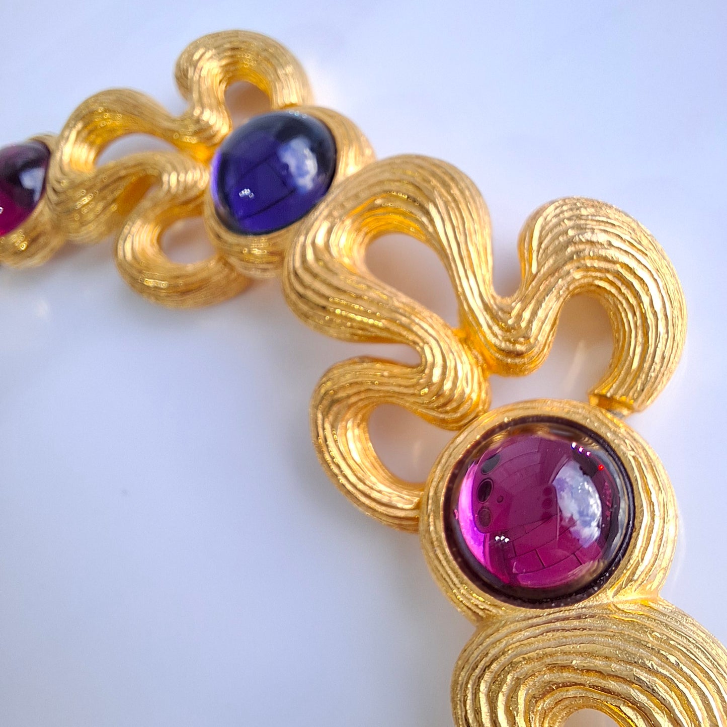 Givenchy Gold Plated and Coloured Glass Cobochon Necklace