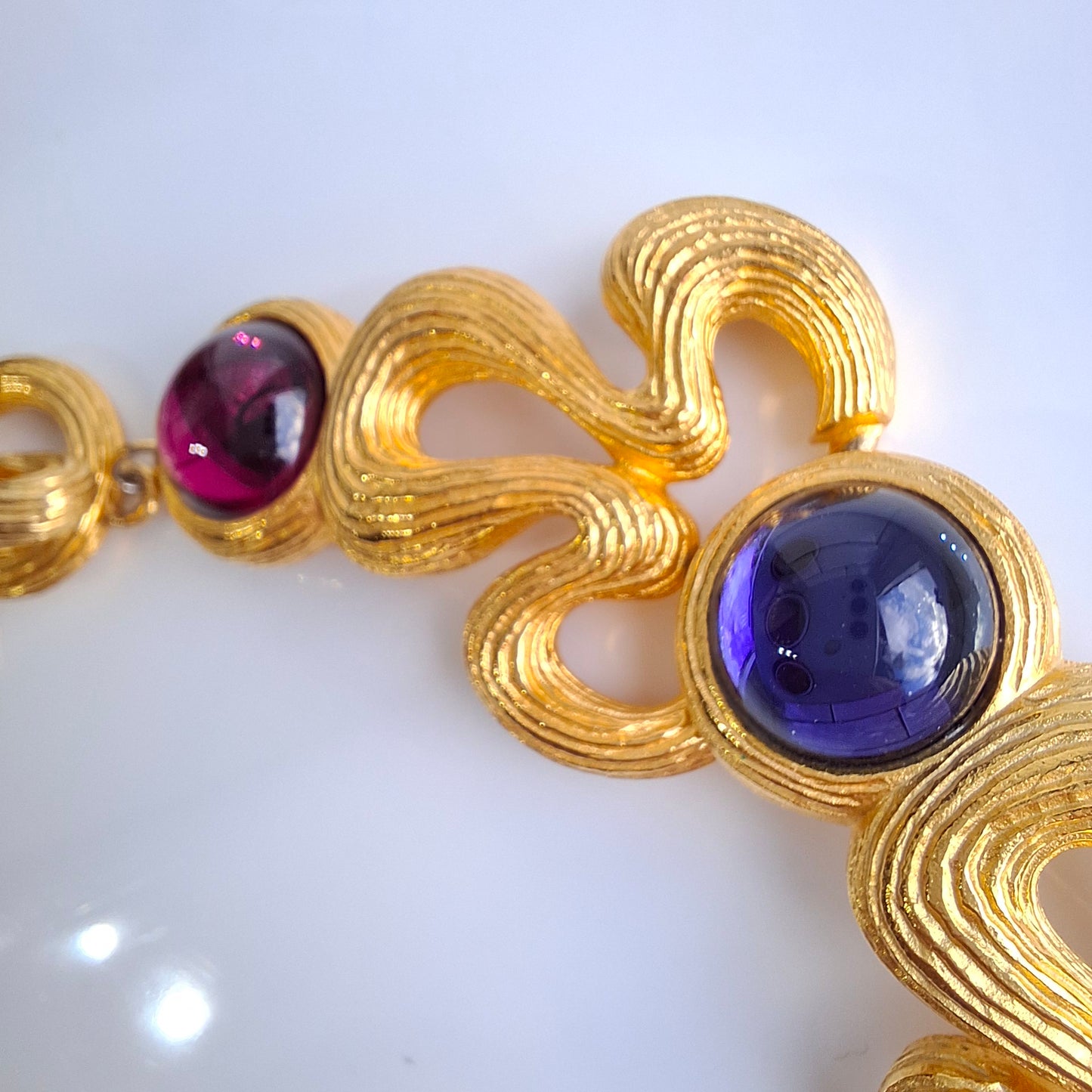 Givenchy Gold Plated and Coloured Glass Cobochon Necklace