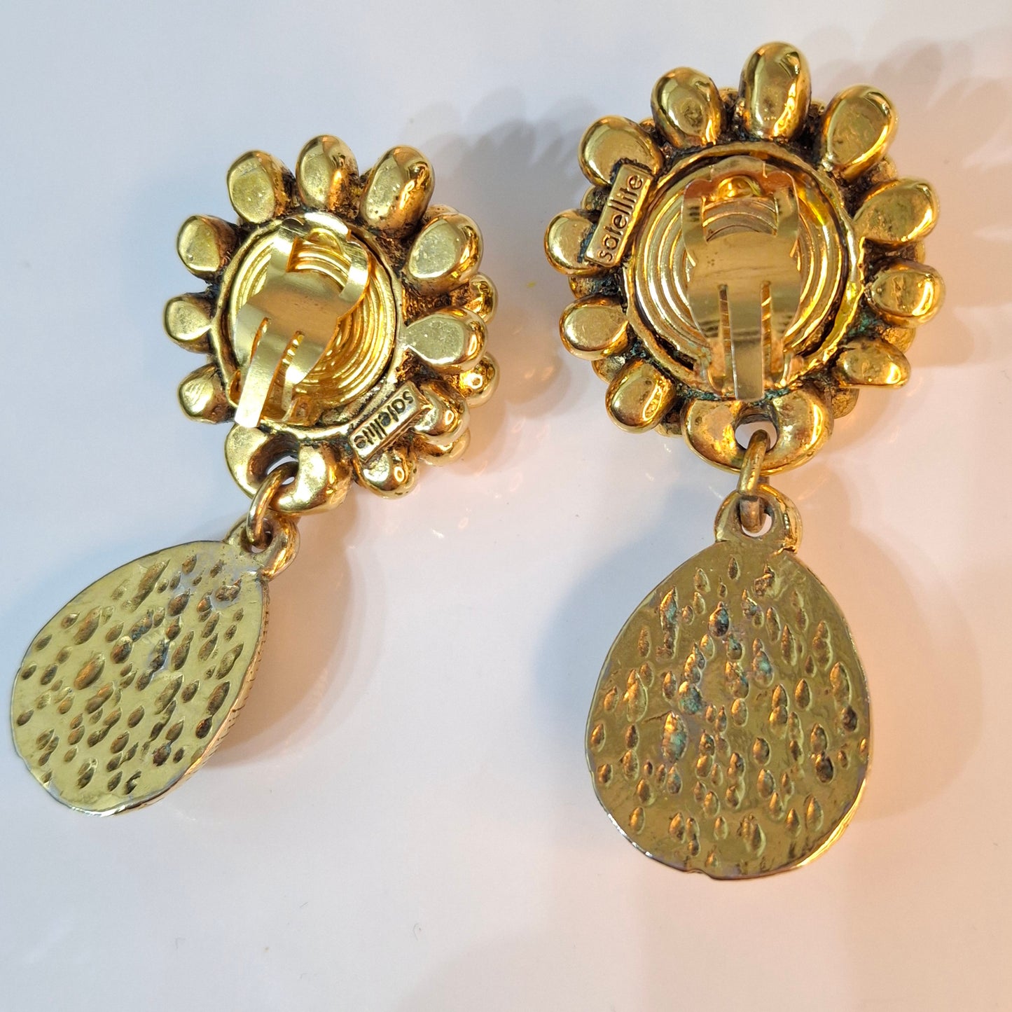 Vintage 1960s Green Glass Earrings By Satellite Paris