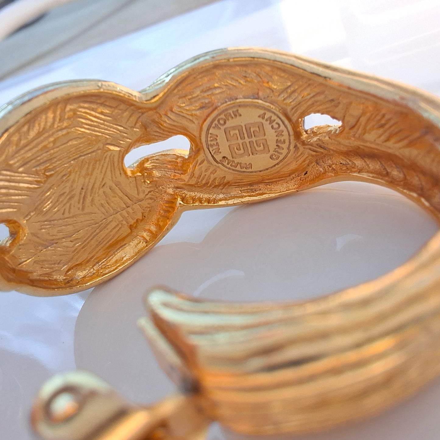 Vintage Givenchy Glass Cobochon Gold Plated Earrings