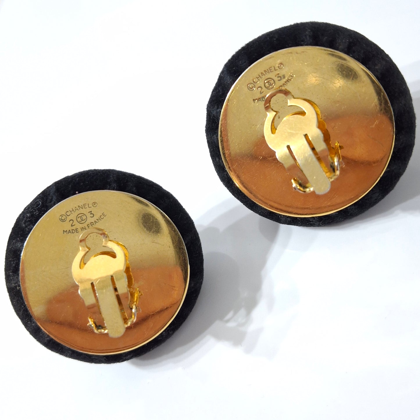 Vintage Chanel Velvet & Faux Pearl Earrings with Box