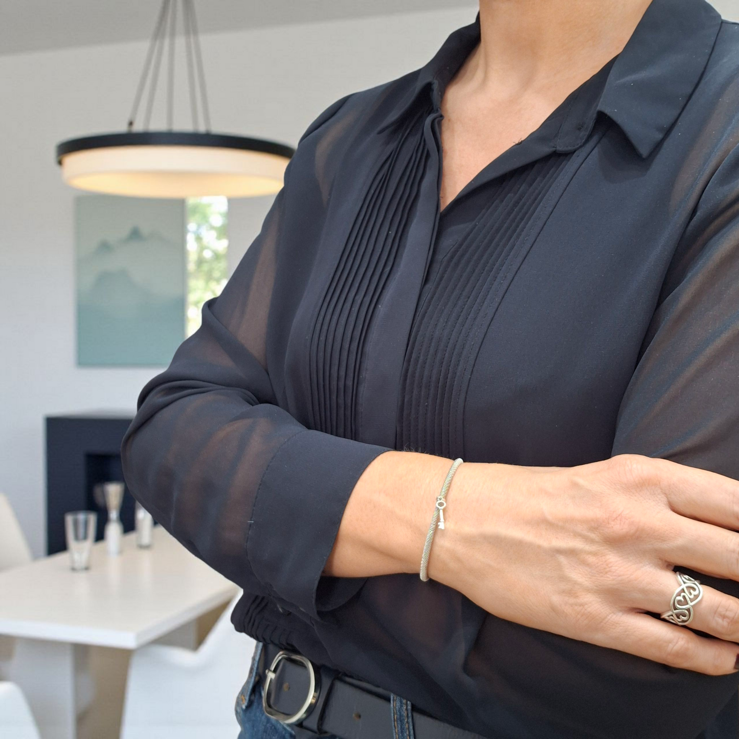 Vintage Tiffany & Co Hallmarked Sterling Silver Key Charm Bracelet