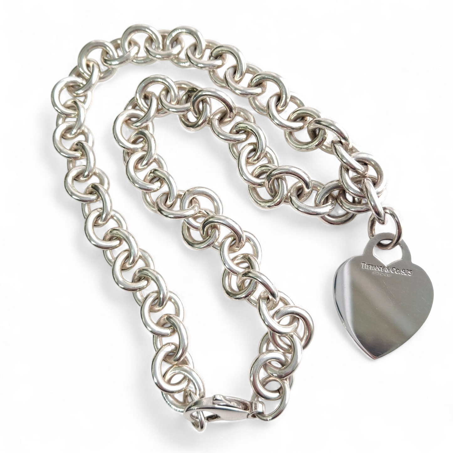 Tiffany & Co Hallmarked 925 Sterling Silver Heart Charm Necklace