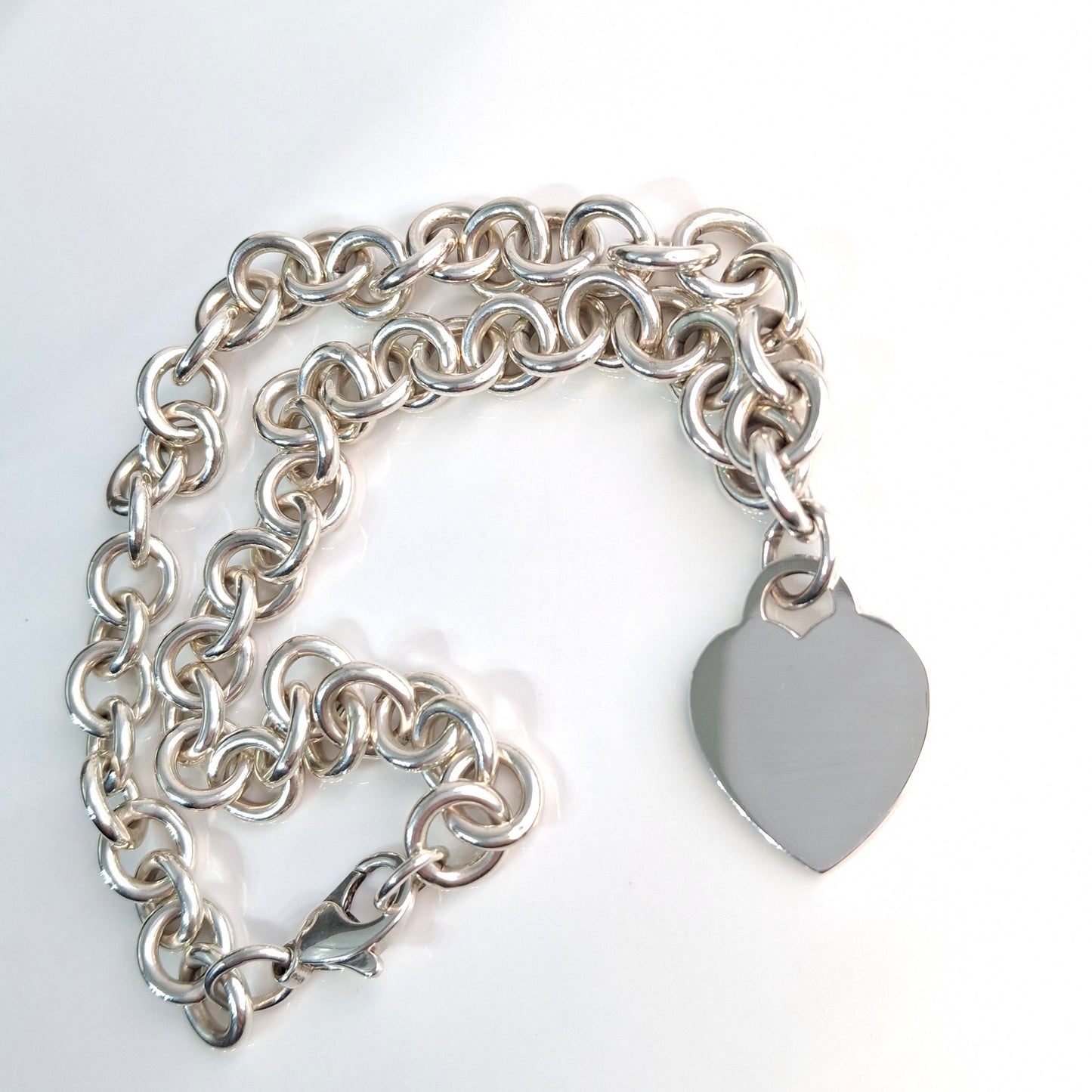 Tiffany & Co Hallmarked 925 Sterling Silver Heart Charm Necklace