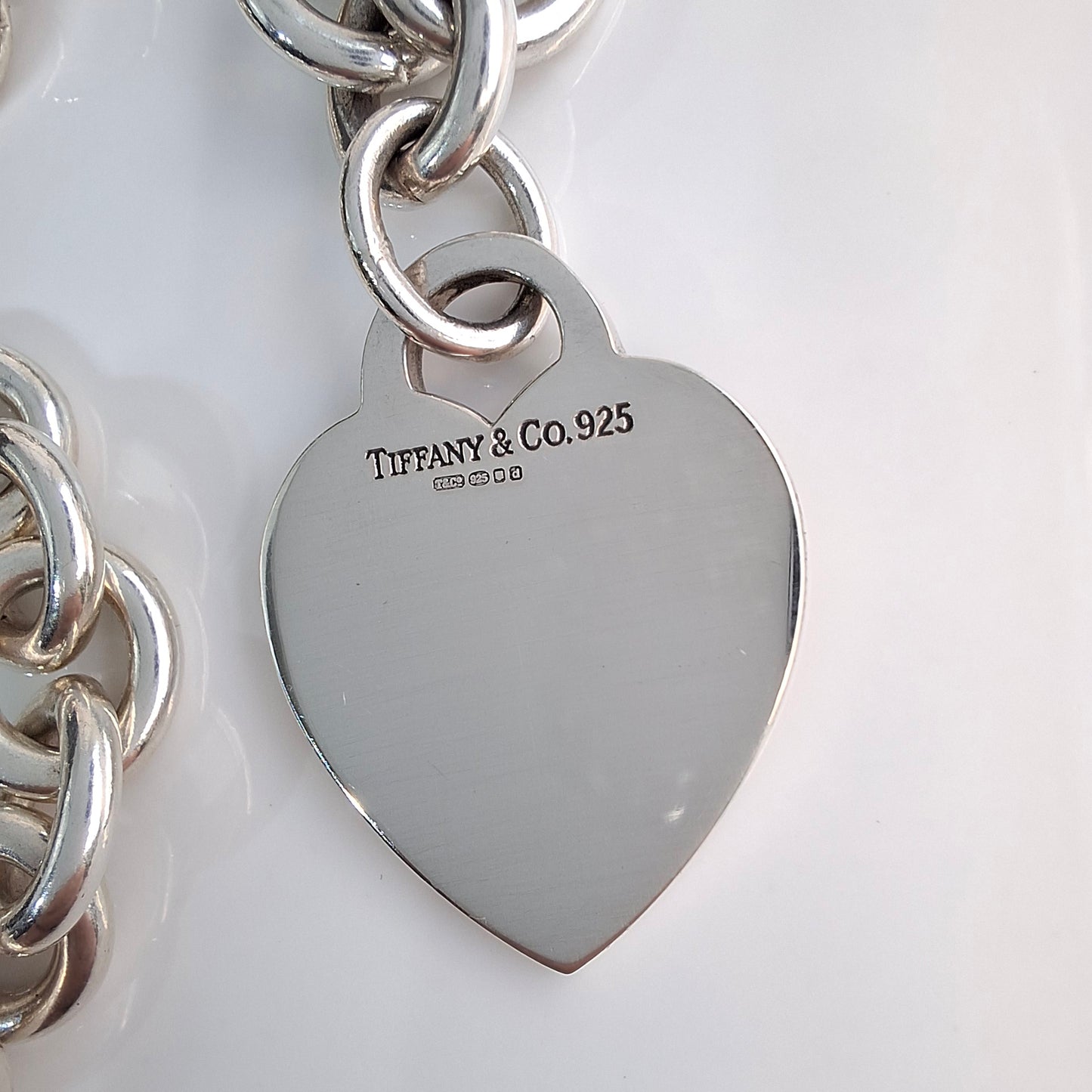 Tiffany & Co Hallmarked 925 Sterling Silver Heart Charm Necklace
