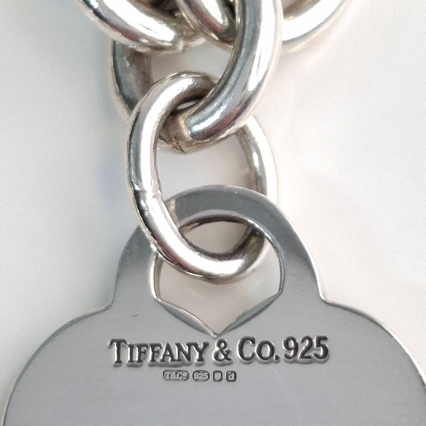 Tiffany & Co Hallmarked 925 Sterling Silver Heart Charm Necklace